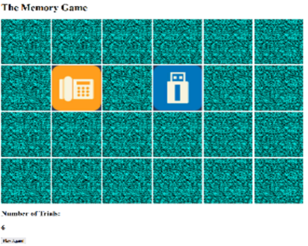 Matching card memory game made with javascript